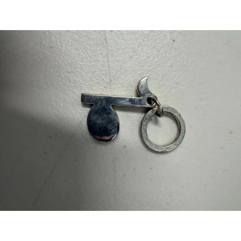 Vintage Music Note Keychain Silver Tone Eighth‎ Note Musician Gift Key Ring